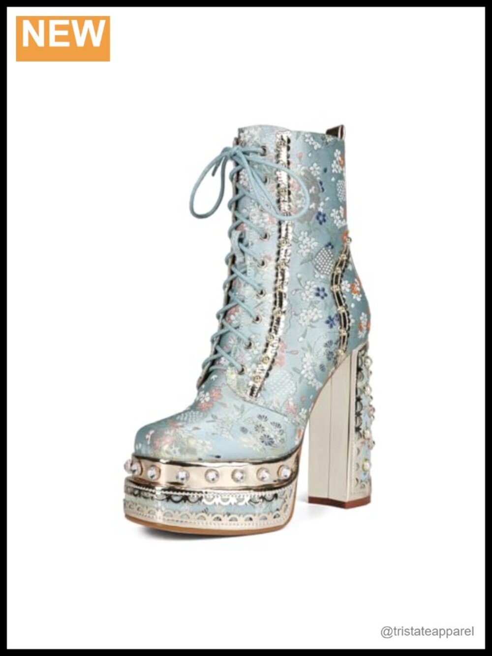 Women's Cowgirl Ankle Platform Boots Block Heel Embroidered Fabric